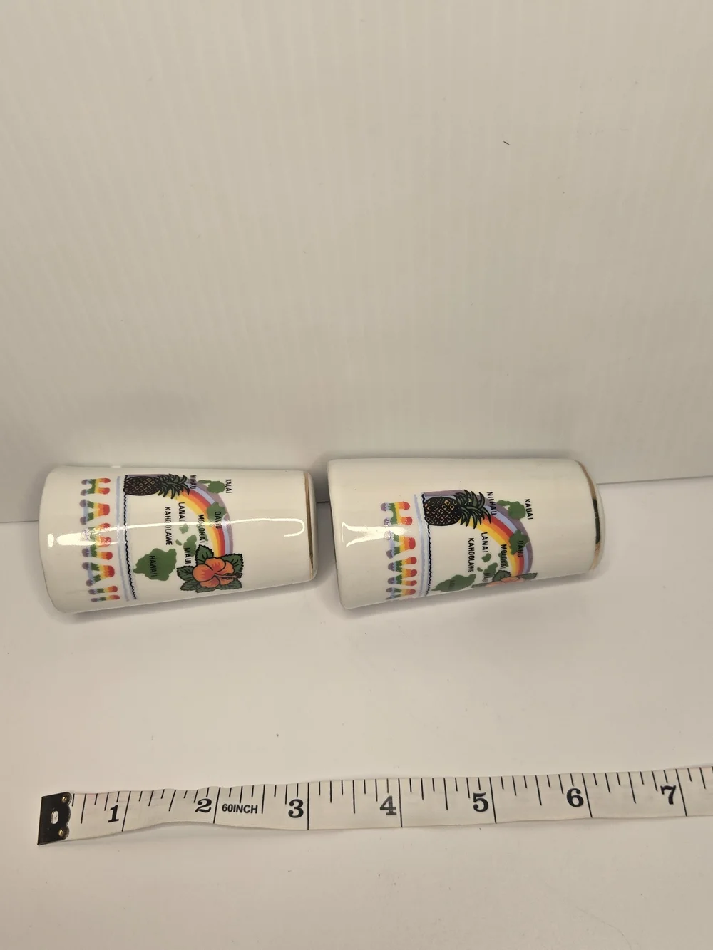 Hawaii Floral Ceramic Salt and Pepper Shaker Set - White